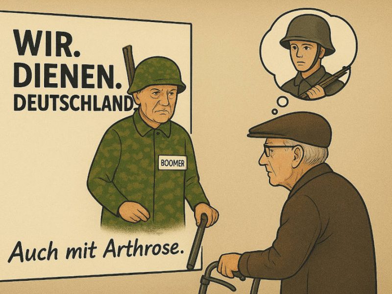 Satirebild Bundeswehrplakat wirbt für Renterpflichtjahr