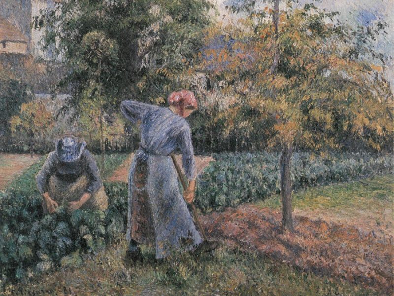 Impressionismus Ölbild . Im Garten von Pontoise