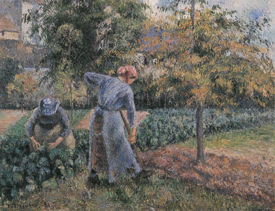 Impressionismus Ölbild . Im Garten von Pontoise