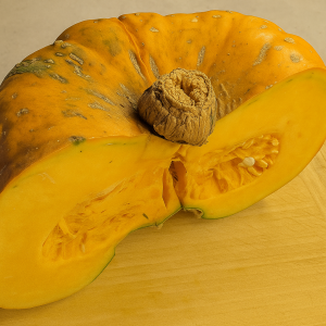 Austalischer Butterkürbis 'Australian Butter' aufgeschnitten