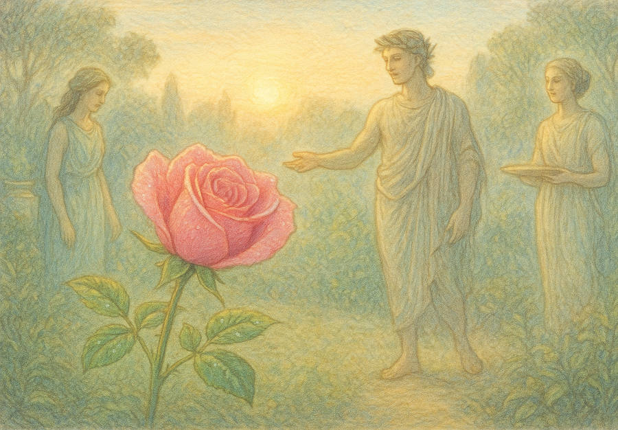 duftende Rose im Garten der Genien