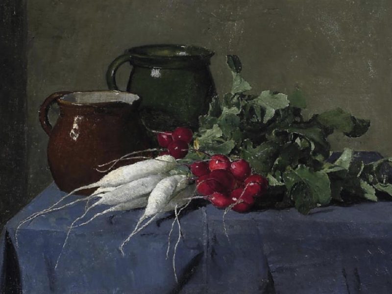 Ölgemälde Stillleben mit Rettich und Radieschen