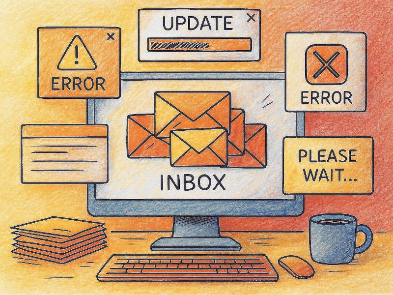 Computermonitor mit Fehlermeldungen