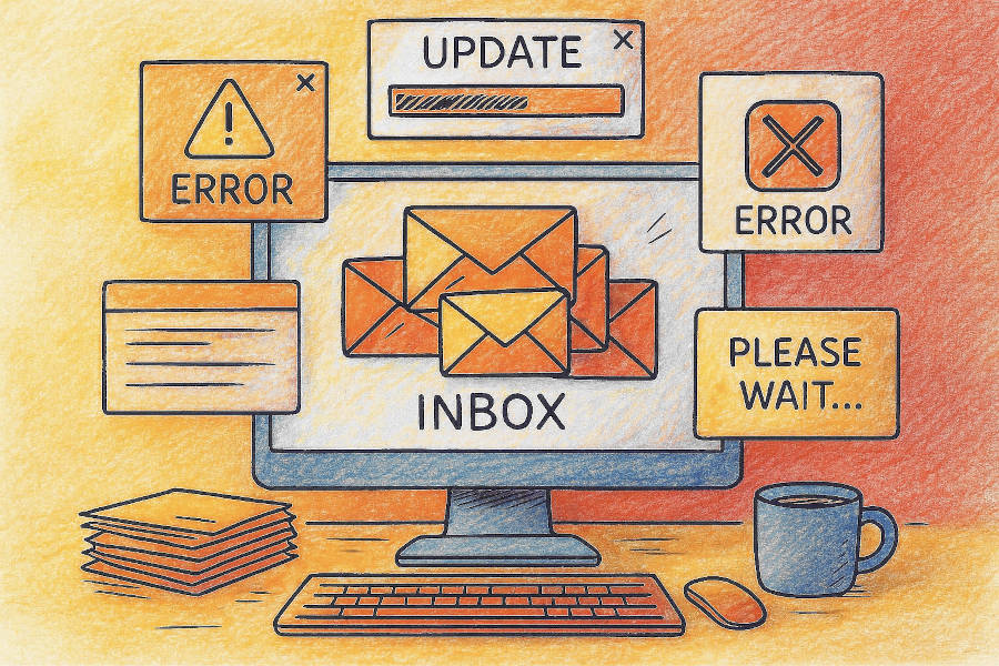 Computermonitor mit Fehlermeldungen