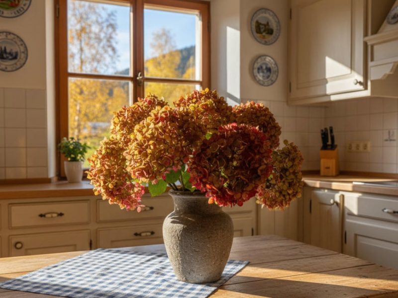 Getrocknete Hortensienblüten