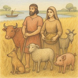 Neolithiker mit Haustieren