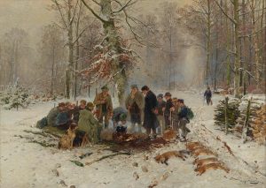 Gemälde: Hugo Mühlig Nach der Treibjagd