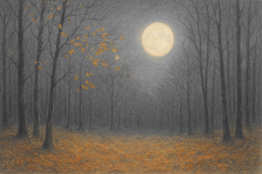 Der kalte Jägermond im Wald