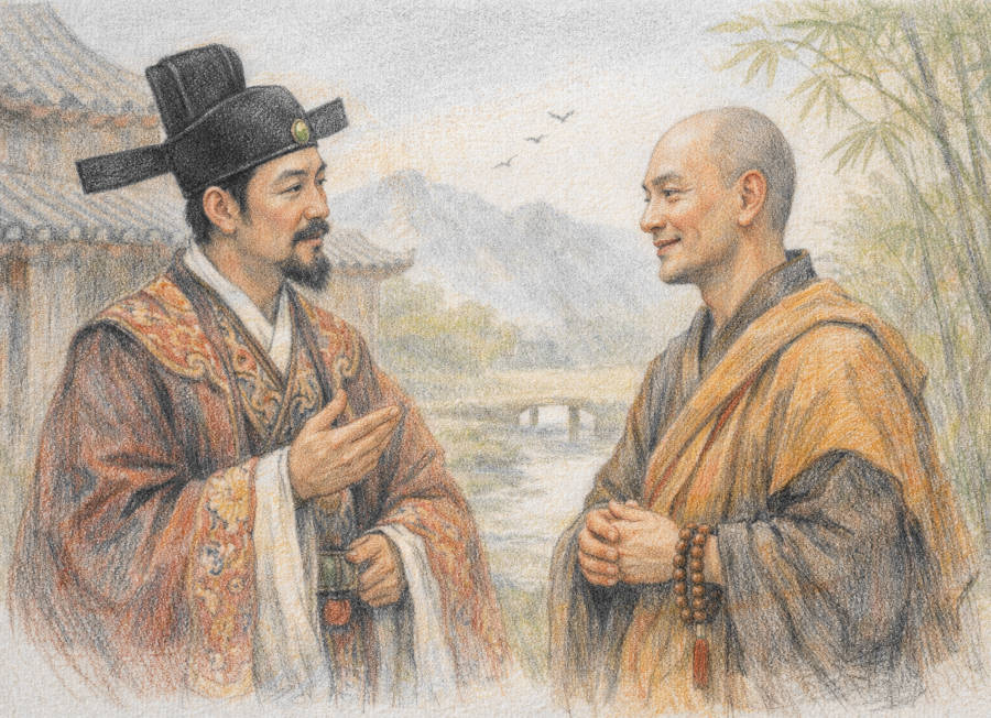 Historischer chinessicher Beamter und Mönch