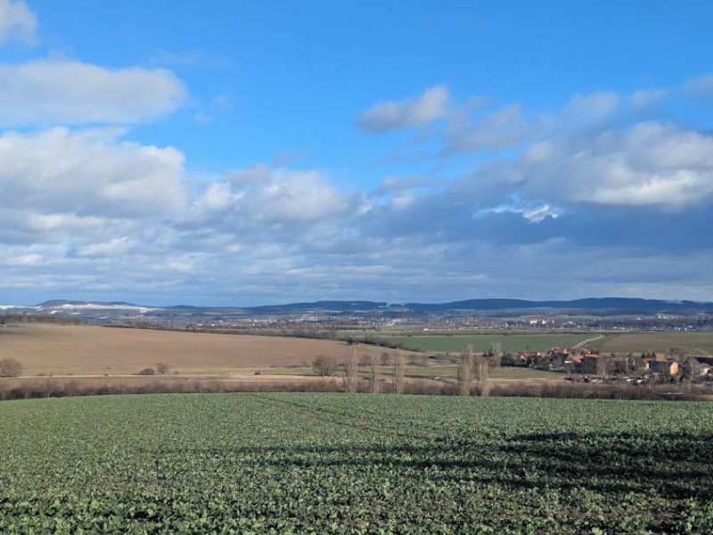 Landschaft. Sonniger stürmischer Januartag.