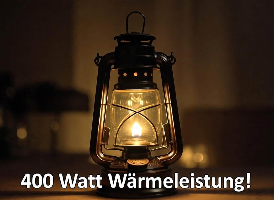 Brennende wämende Petroleumlampe