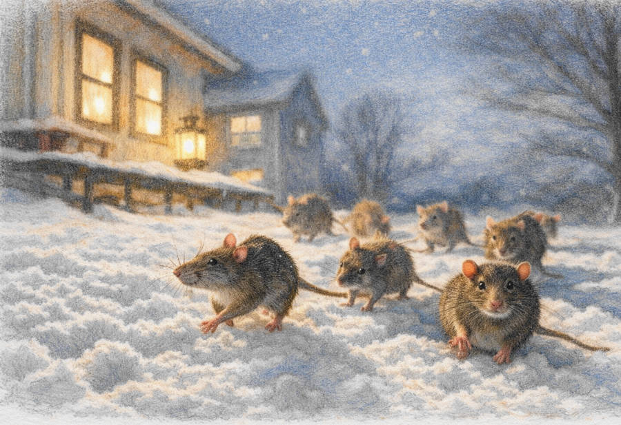 Ratten im Schnee, Symbolbild