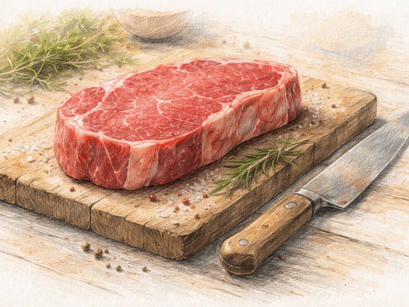 Eine Scheibe rohes Rindfleisch