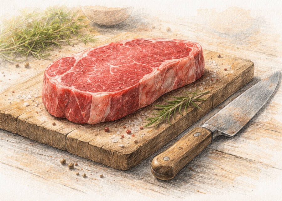 Eine Scheibe rohes Rindfleisch