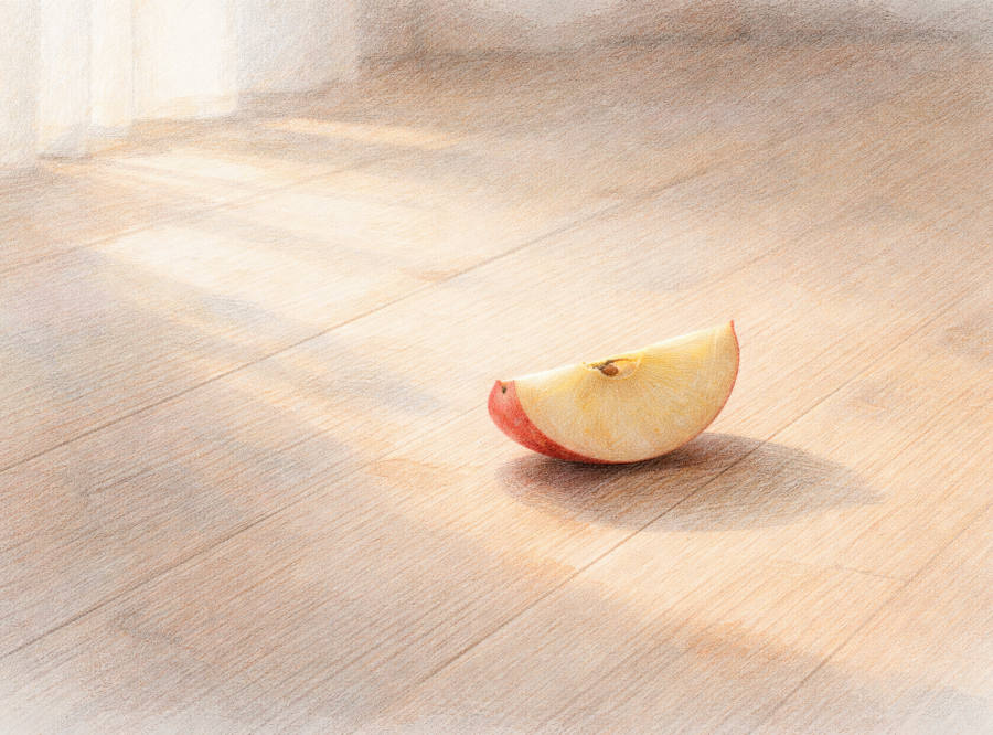 Apfelstück am Boden