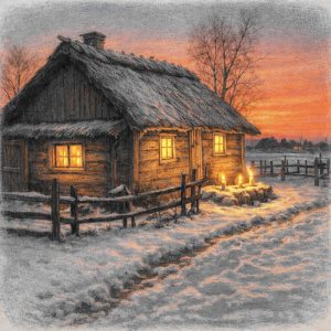 Alte Bauerhnütte im Winter