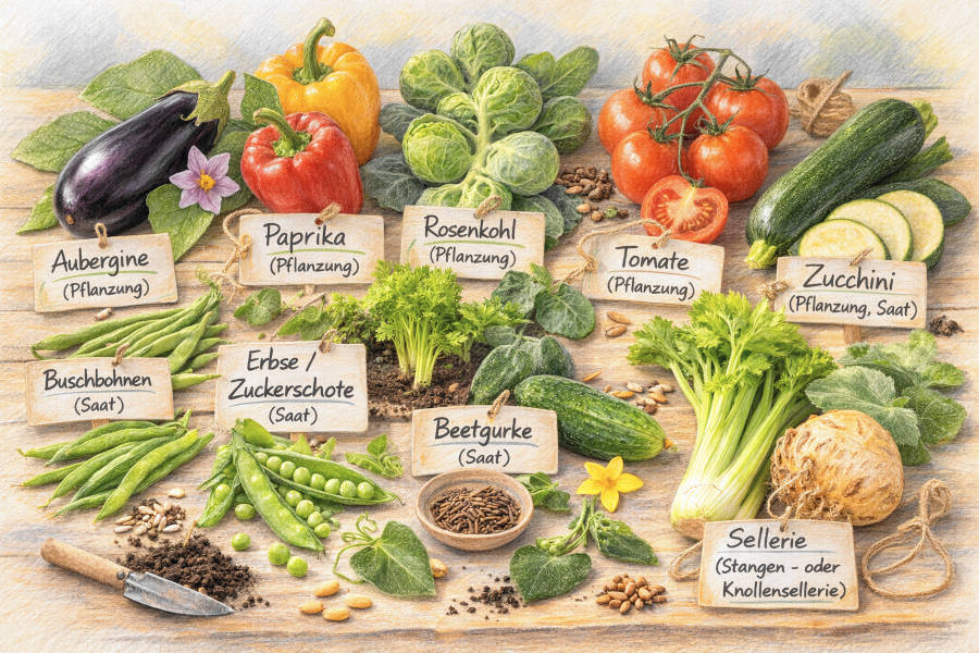 Nachkulturen zum Spinat auf einem Tisch