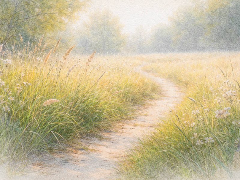 Wanderweg duch eine duftende Wiesenlandschaft