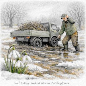 Auto auf einder Wiese versunken