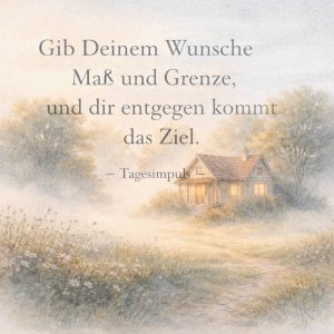 Mem-Text: Gib Deinem Wunsche Maß und Grenze, und dir entgegen kommt das Ziel.