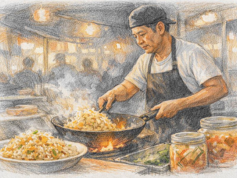 Chinesischer Streetfoot-Koch mit Wok