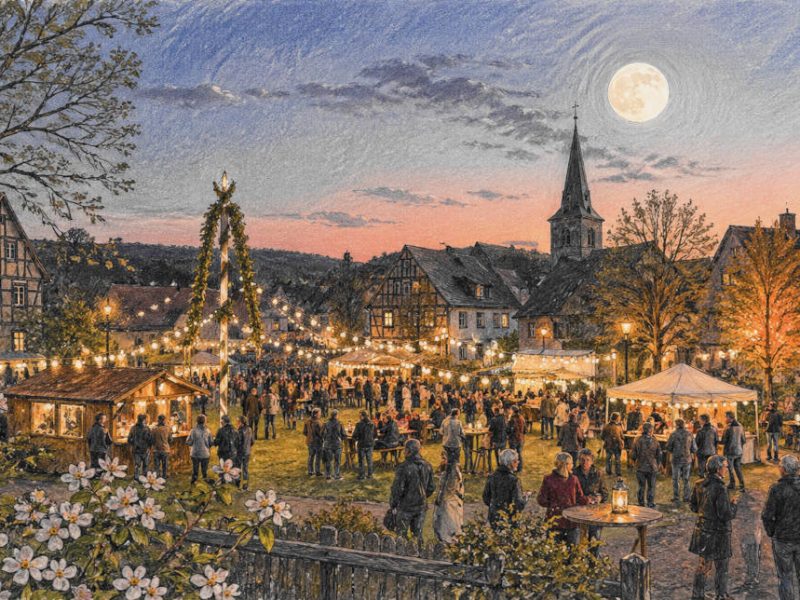 Dorffest im Mai, abendliche Stimmung