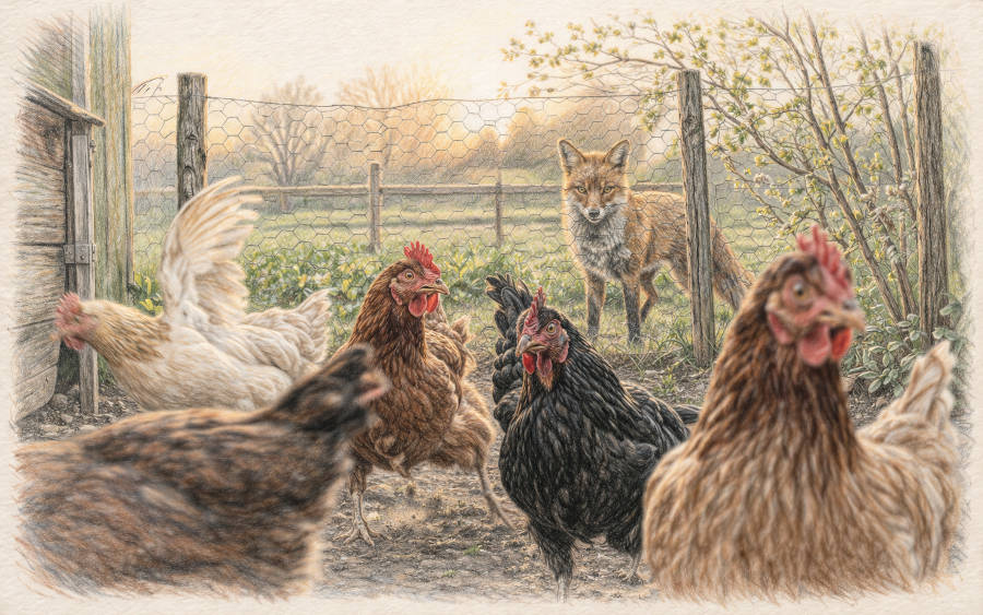 Fuchs am Hühnergehege