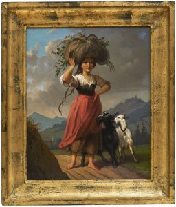 Bauernmagd mit zwei Ziegen