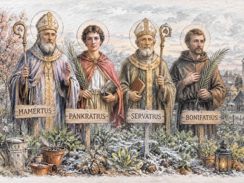 Heiligenfiguren Mamertus, Pankratius, Servatius und Bonifazius