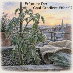 Erforene Tomatenpflanze im Topf auf dem Balkon