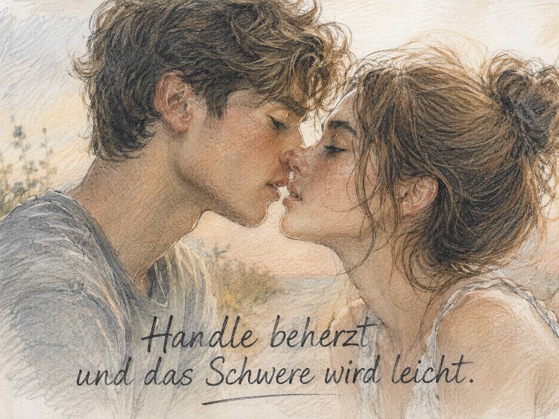 Mann und Frau vor dem ersten Kuss