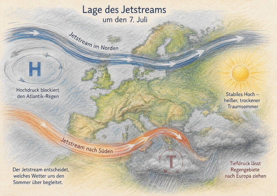 Wetterkarte mit Jetstream