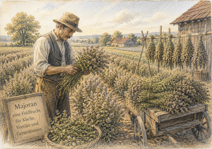 Majoran als Feldfucht um das Jahr 1920