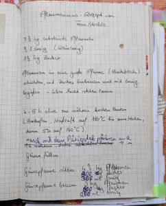 Pflaumenmus Rezept Handschriftlich