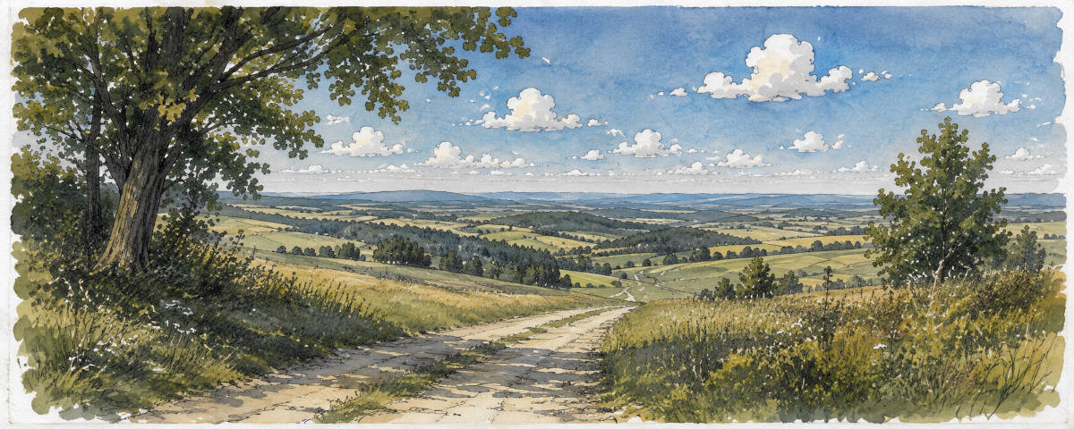 Wanderweg duch die Landschaft im August