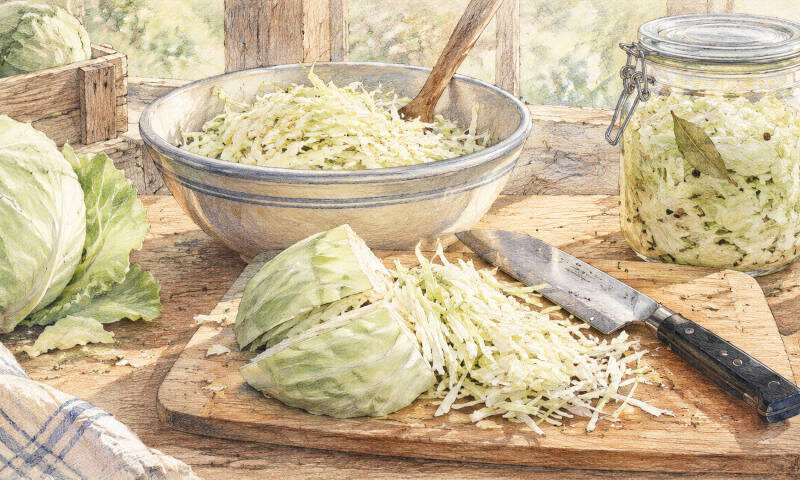 Sauerkraut herstellen in der Küche