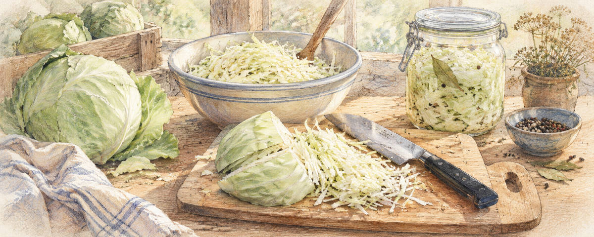 Sauerkraut herstellen in der Küche