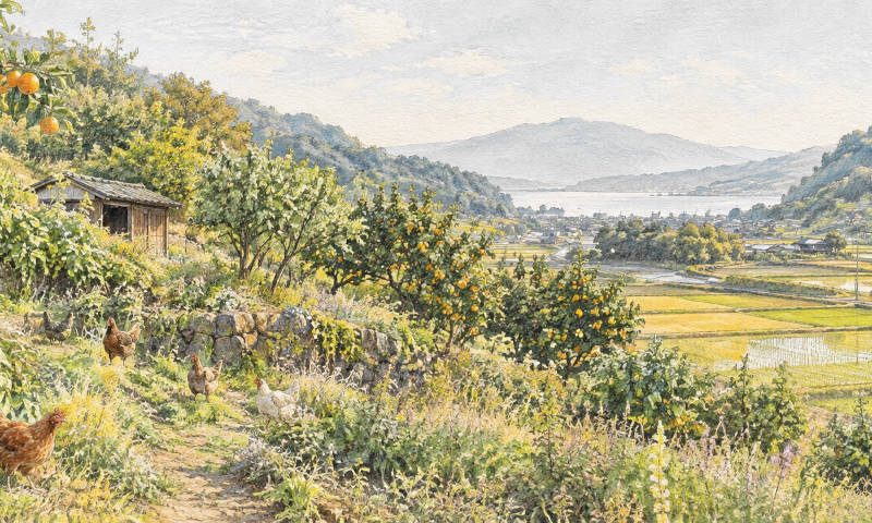 Landschaft in Japan bei Iyo