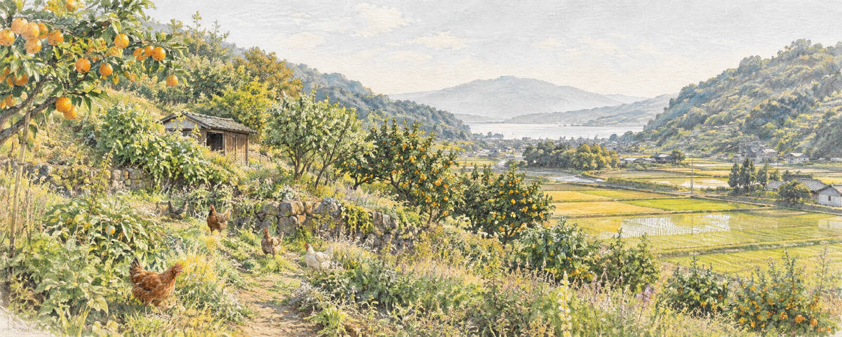 Landschaft in Japan bei Iyo