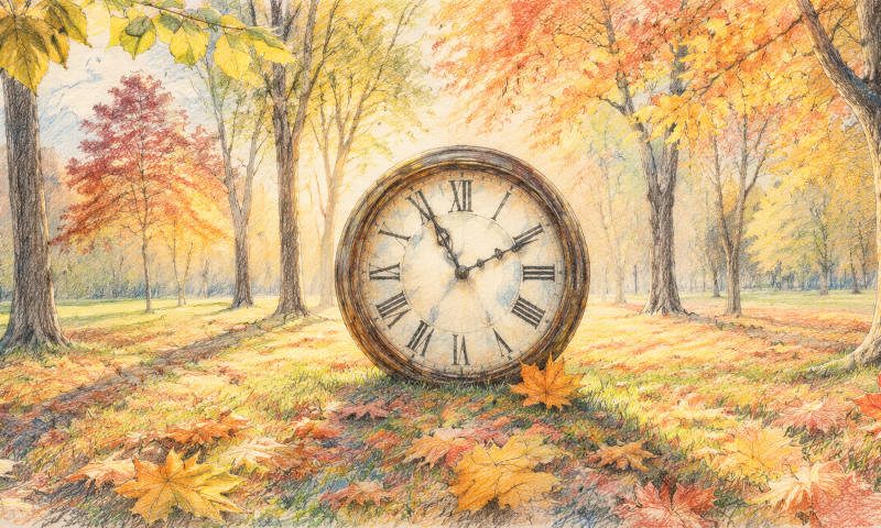 Symbolbild, Uhr im Oktober-Park