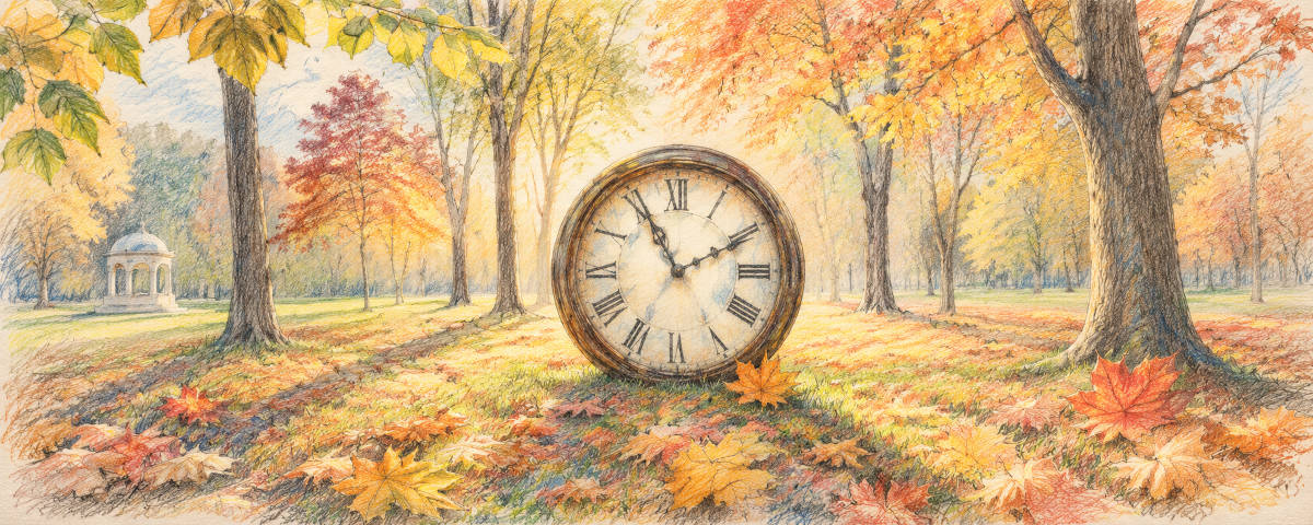Symbolbild, Uhr im Oktober-Park